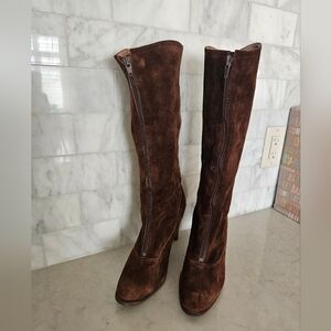 Brown Suede Knee-High Boots